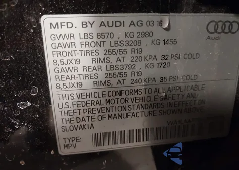 2017 Audi Q7 3.0T Premium z USA, uszkodzony, nr VIN WA1LAAF76HD011376